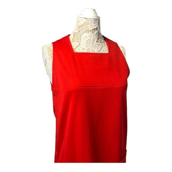 Vintage SEARS 1970 jumper dress with pockets and buttons downside in red size 12 - Picture 5 of 12